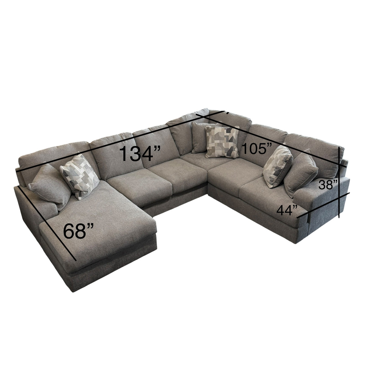 Alora U Shape Sectional with LAF Chaise in Gray