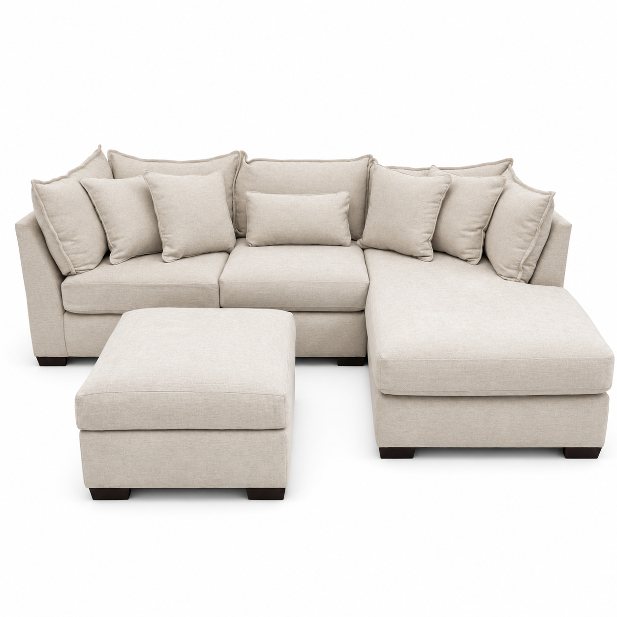 Alina 3 Pc Right Chaise Sectional with Storage Ottoman