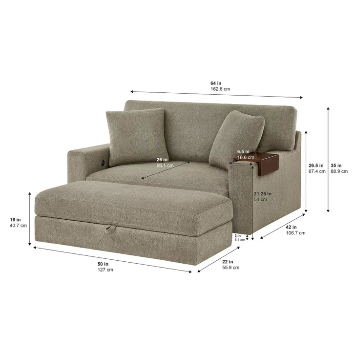 Living Room Chair and Ottoman with Storage