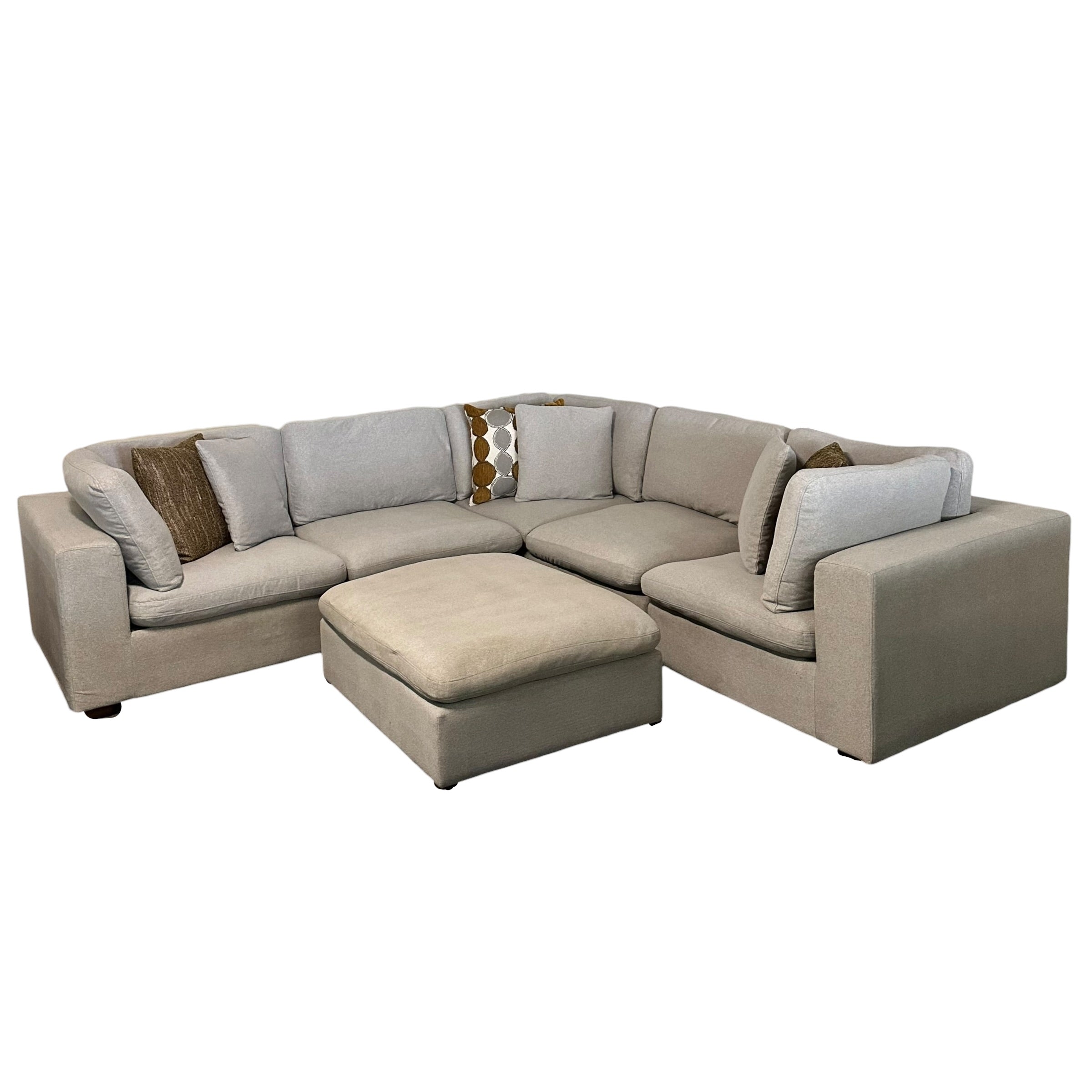 Modular 6-Piece Sectional Cloud Couch with Matching Ottoman