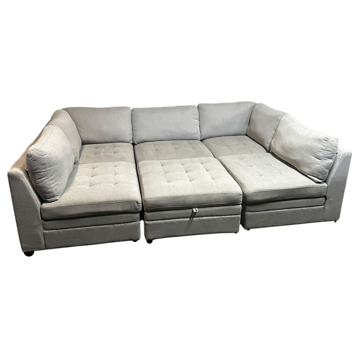 Modular 6 Pc Tufted Sectional in Gray