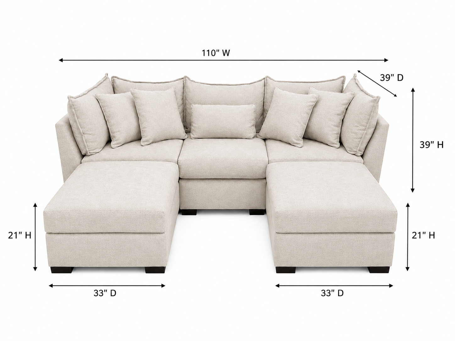 Alina 3 Pc Sofa with Double Storage Chaise