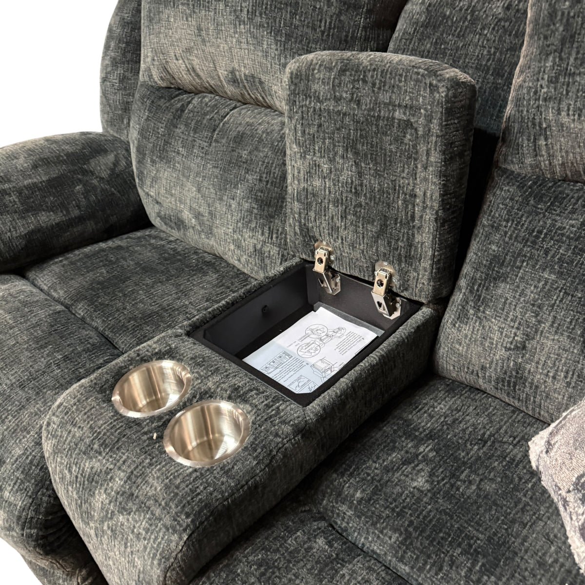 Charcoal Gray Electric Recliner Loveseat