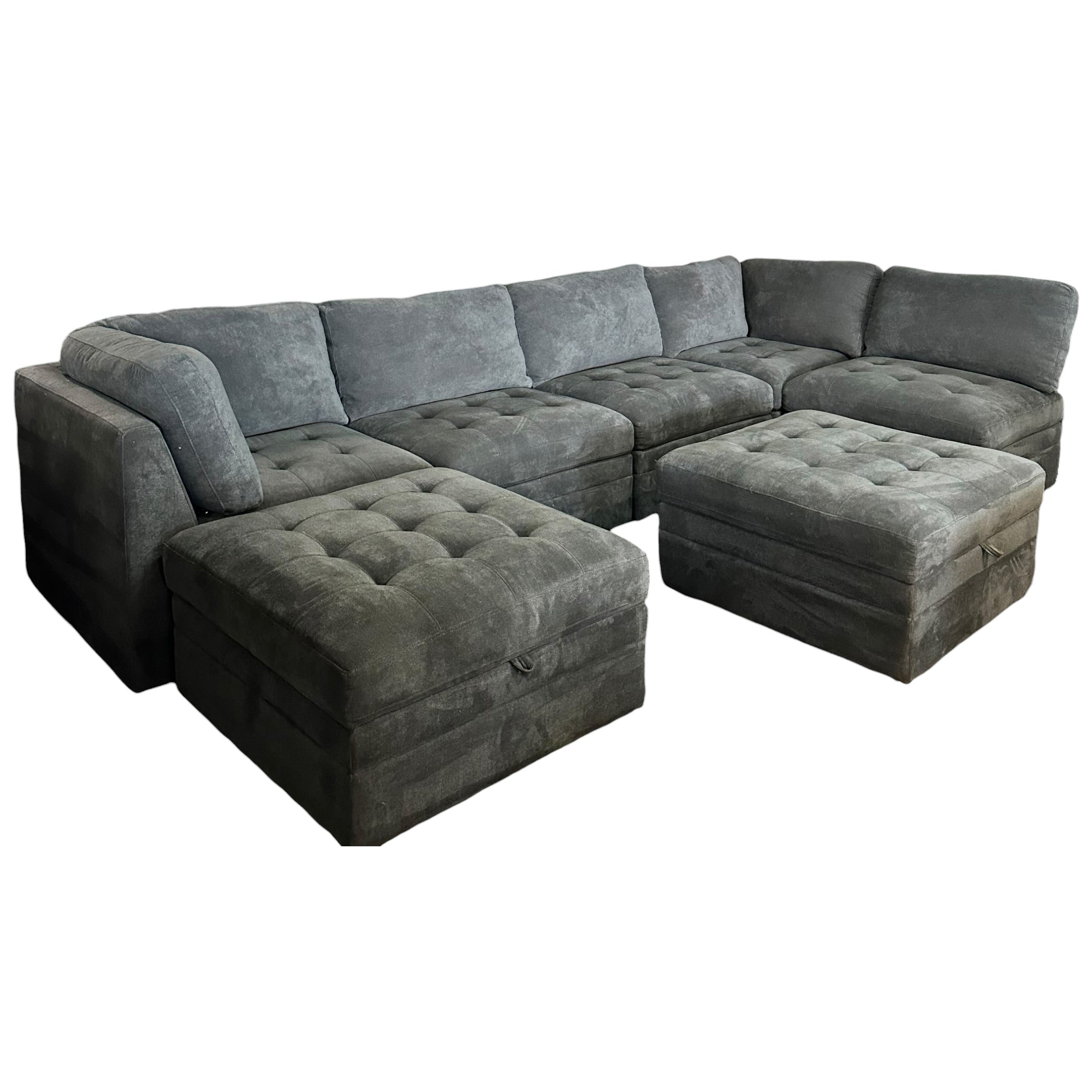 Modular 7 Piece Sectional with Two Ottomans