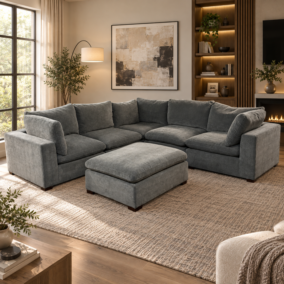 6 Piece Modular Sectional in Gray