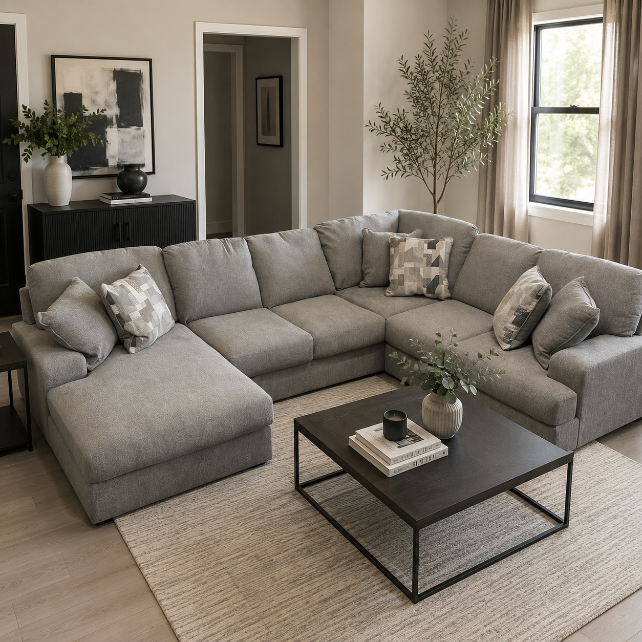 Alora U Shape Sectional with LAF Chaise in Gray