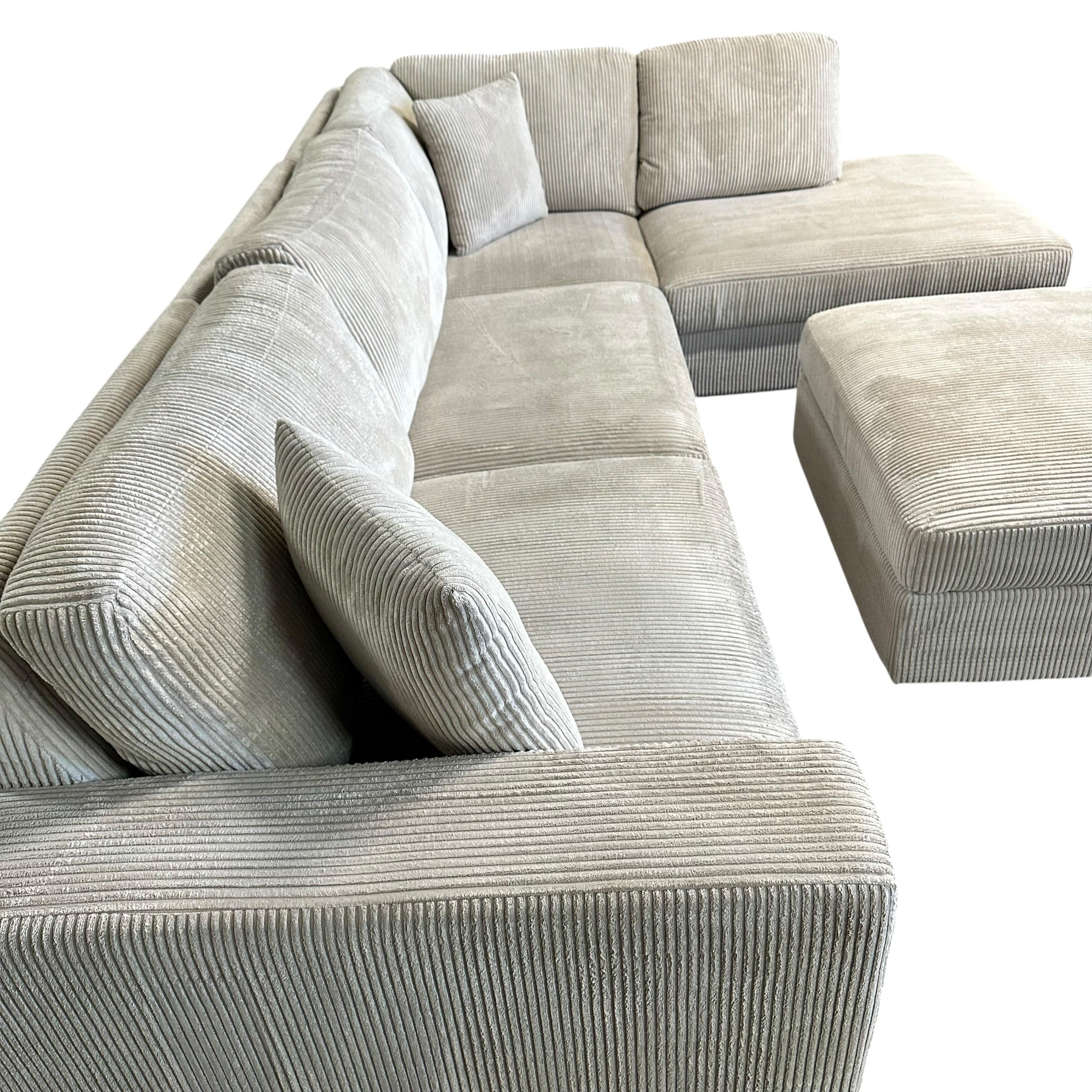 Sectional with RAF Bumper Chaise and Matching Ottoman