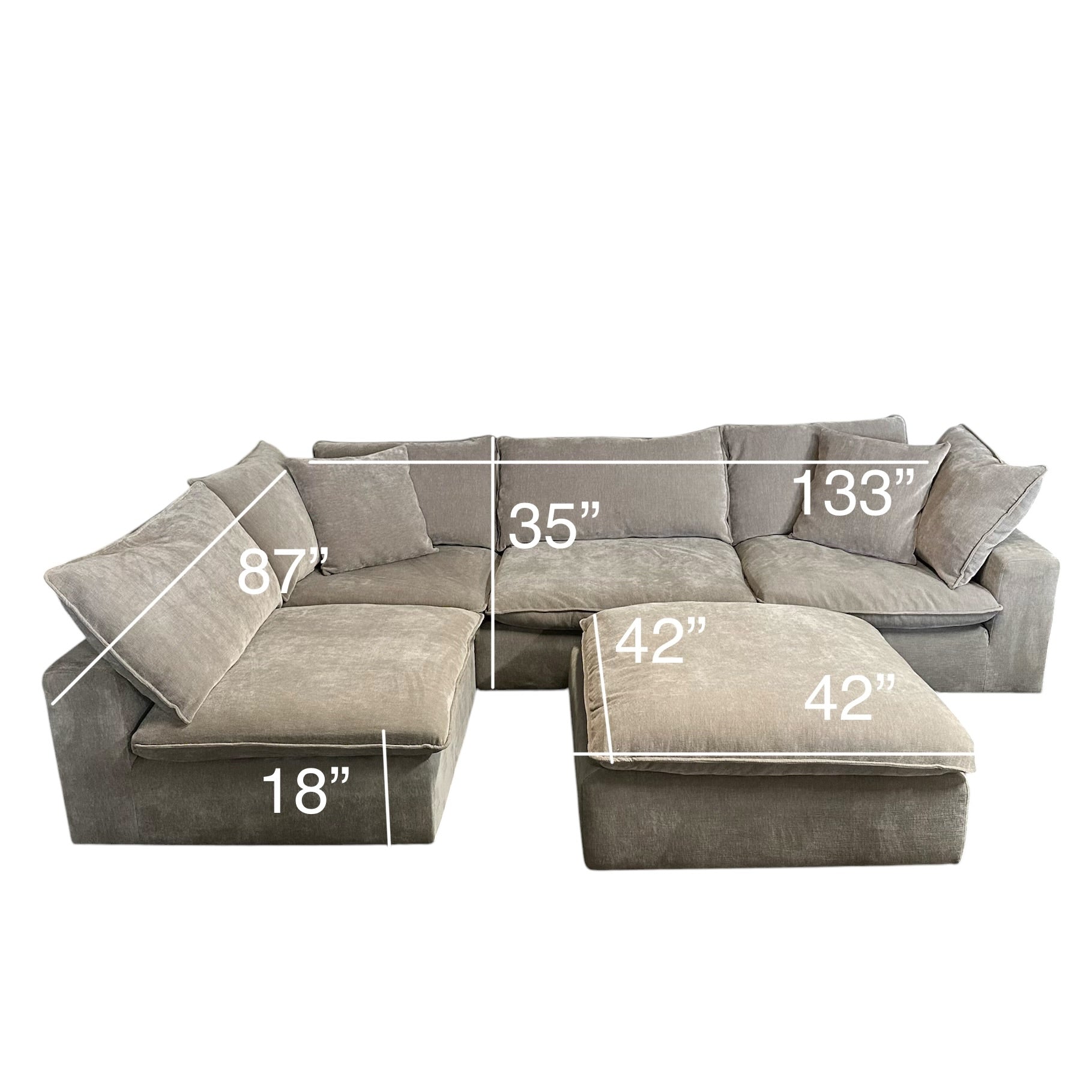 5 Pc Modular Cloud Sectional in Gray