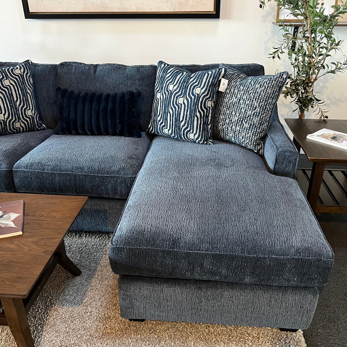 Michigan Sectional Sofa With Reversible Chaise in Blue