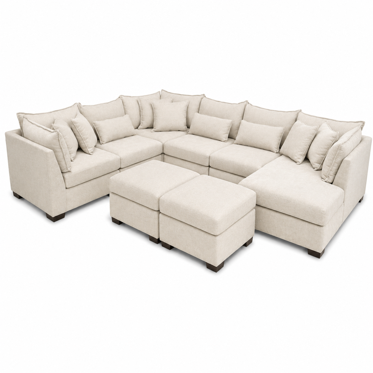 Alina 6 Pc Right Chaise U Shape Sectional with Double Storage Ottoman