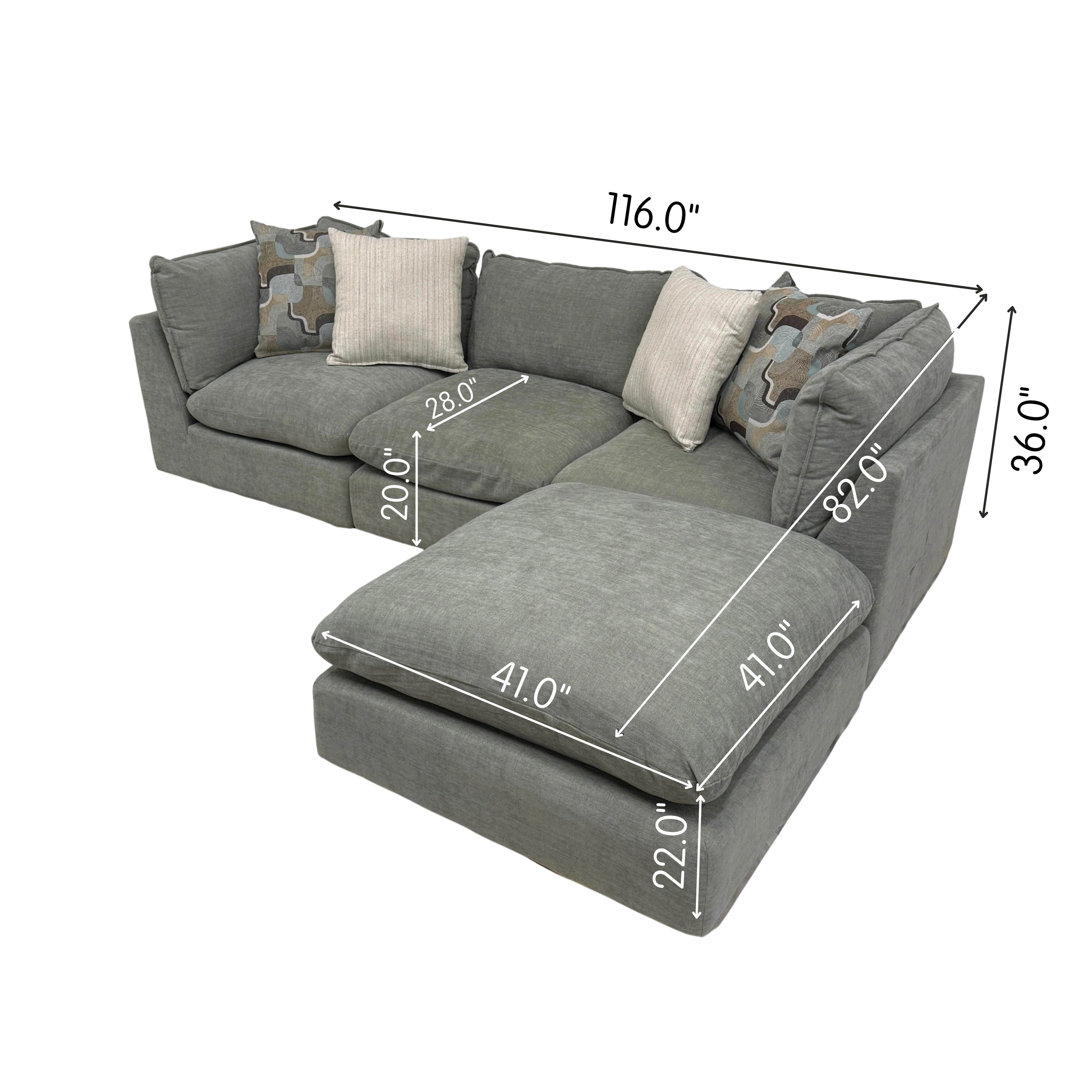 Willow 3-Piece Sofa with Ottoman