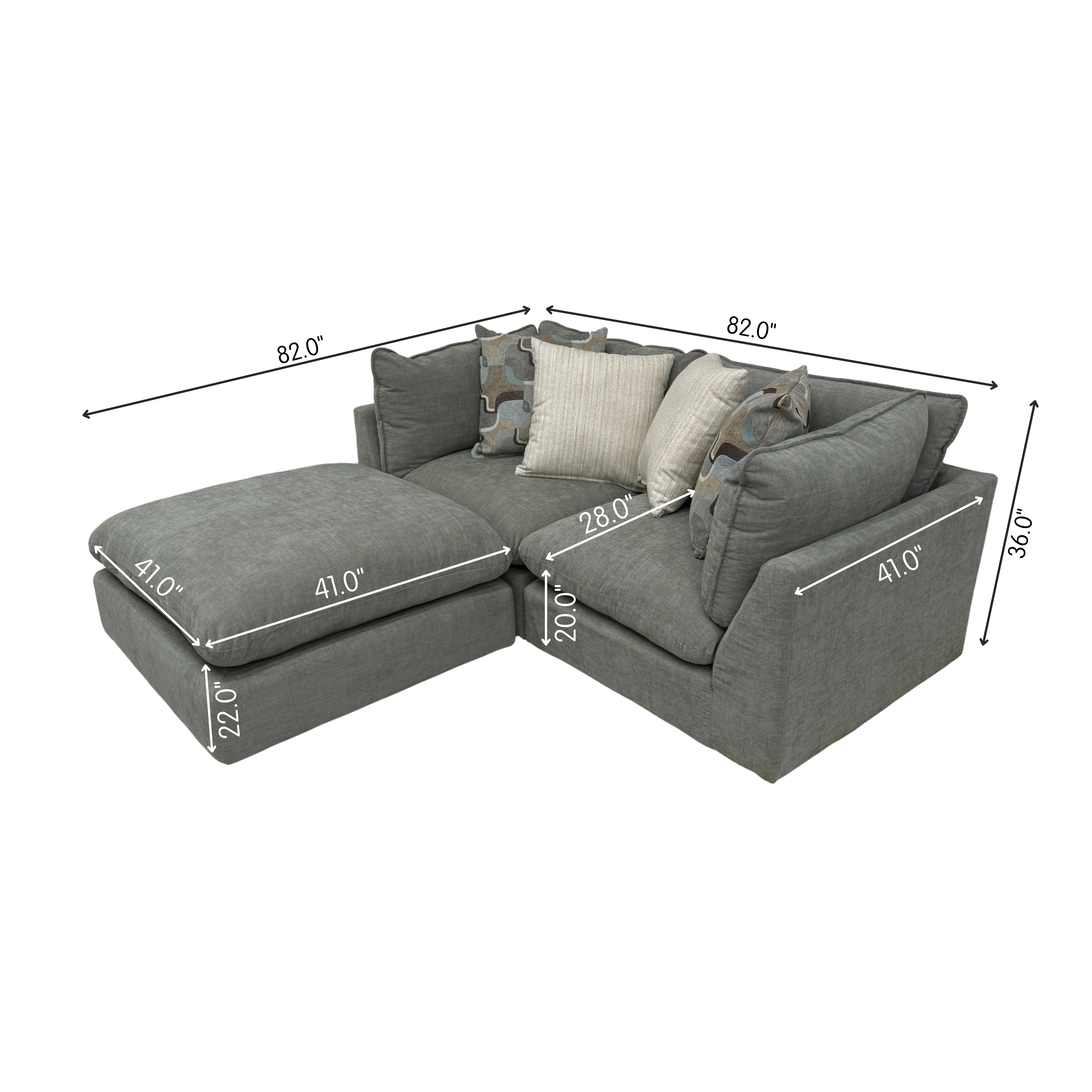 Willow 2-Piece Loveseat with Ottoman - Sage