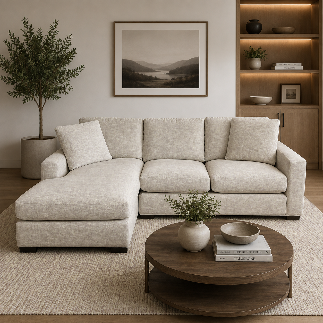 Room and Board Sectional with Left Chaise in Cream