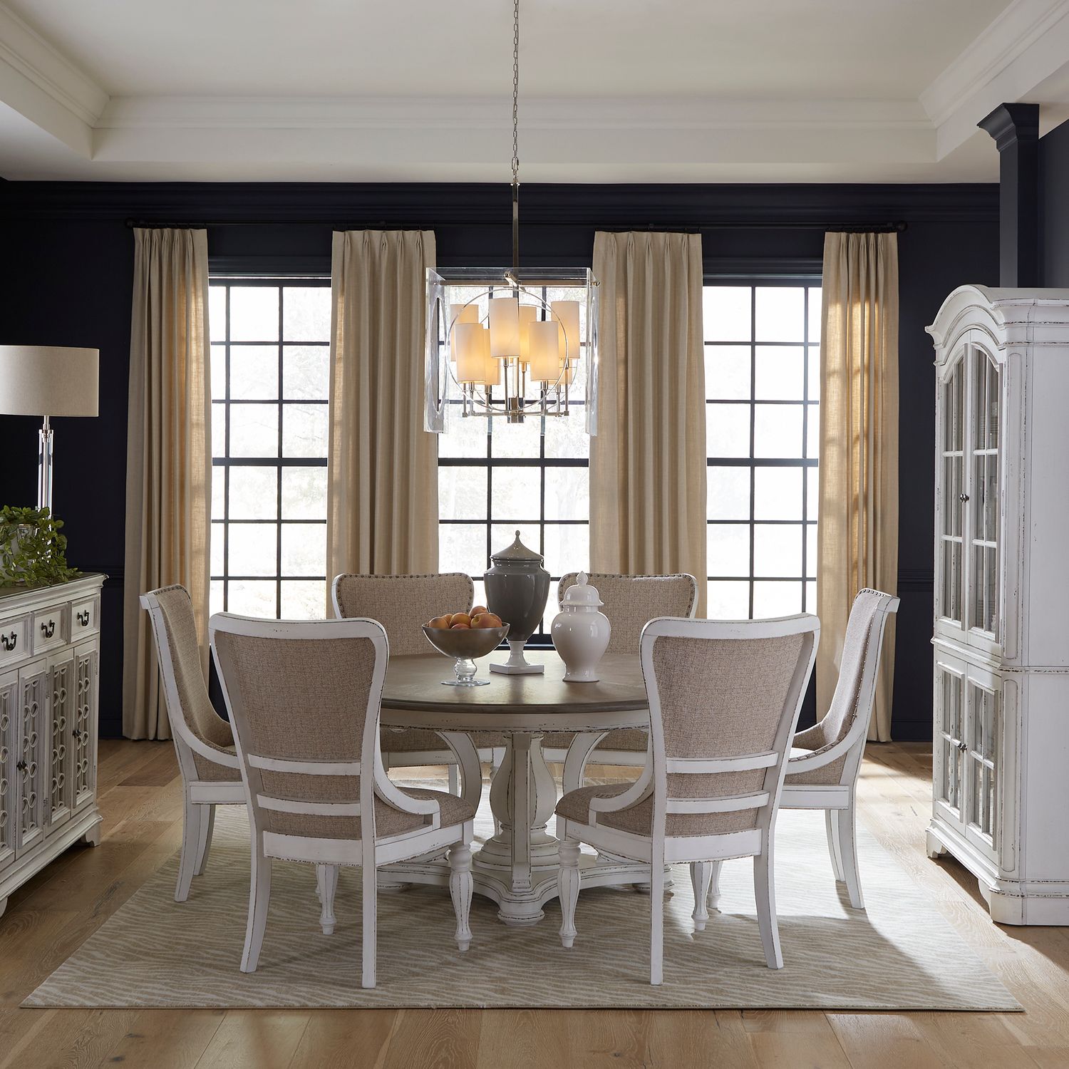 7 Piece Round Ped Table Set