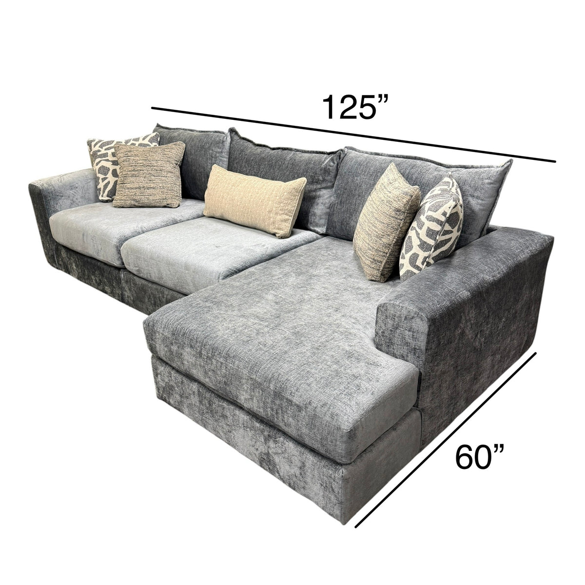 Wicker Sectional with RAF Chaise in Scarborough Steel