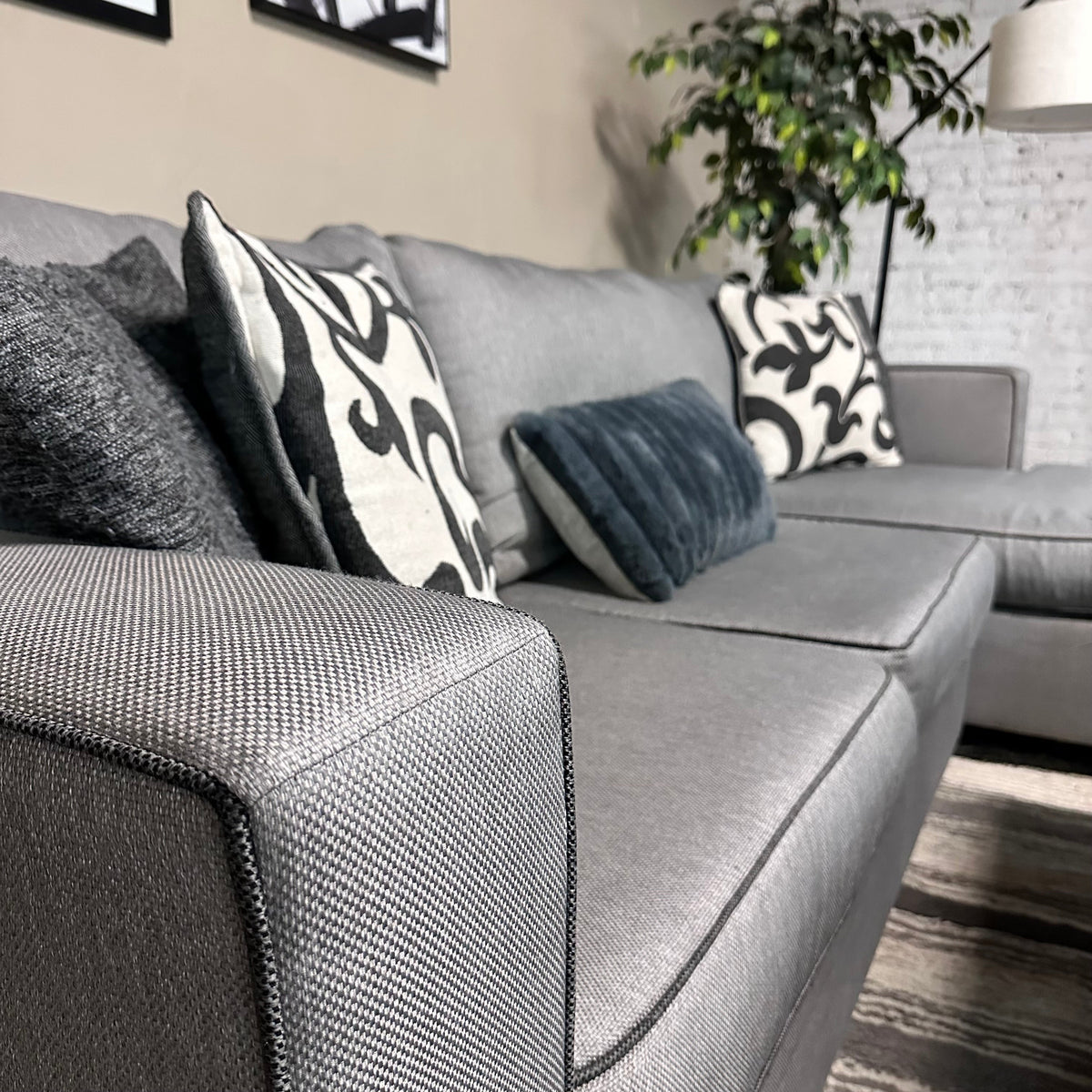 Gray Sectional with Right Chaise