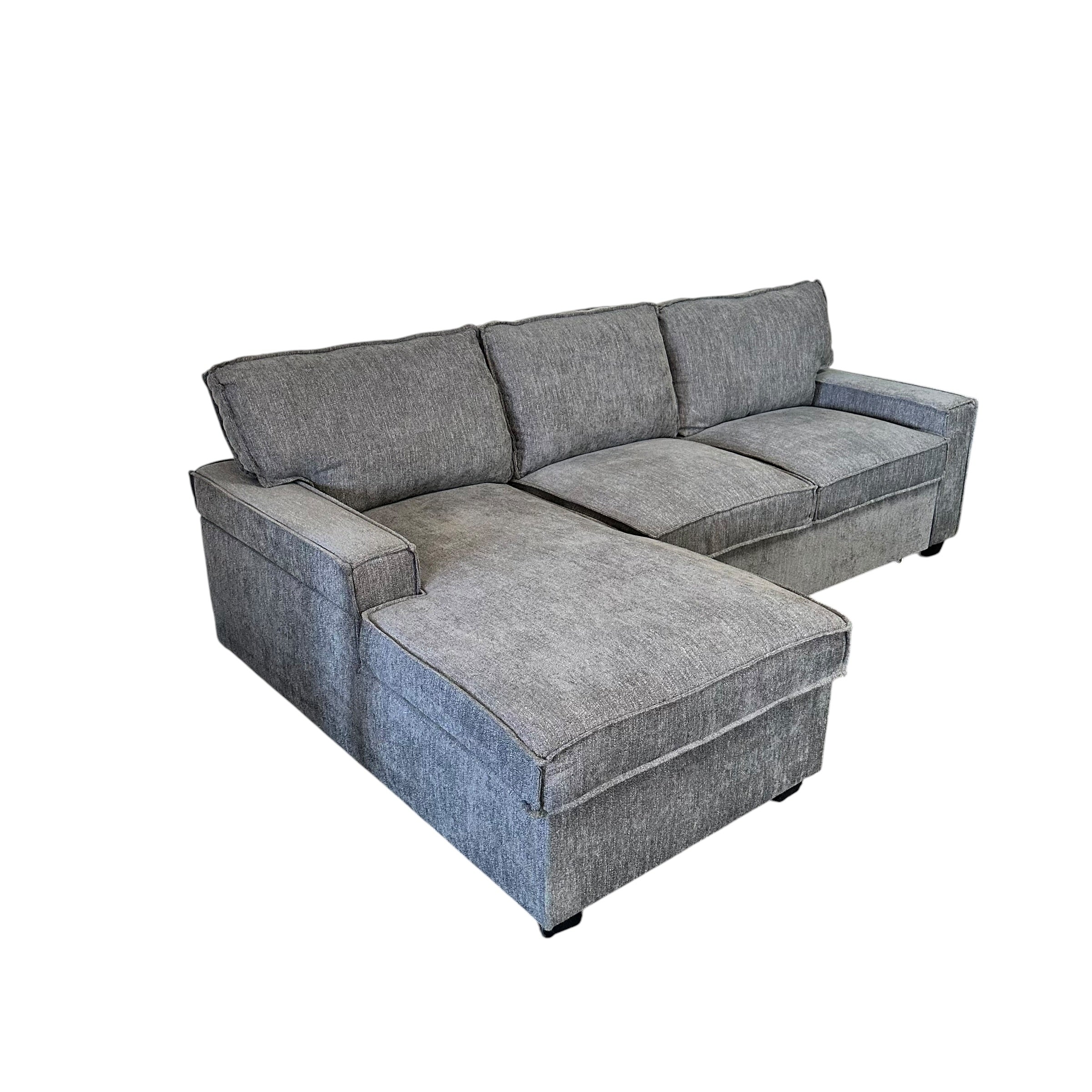Sectional Sofa with Storage Chaise and Pop-Out Sleeper in Gray