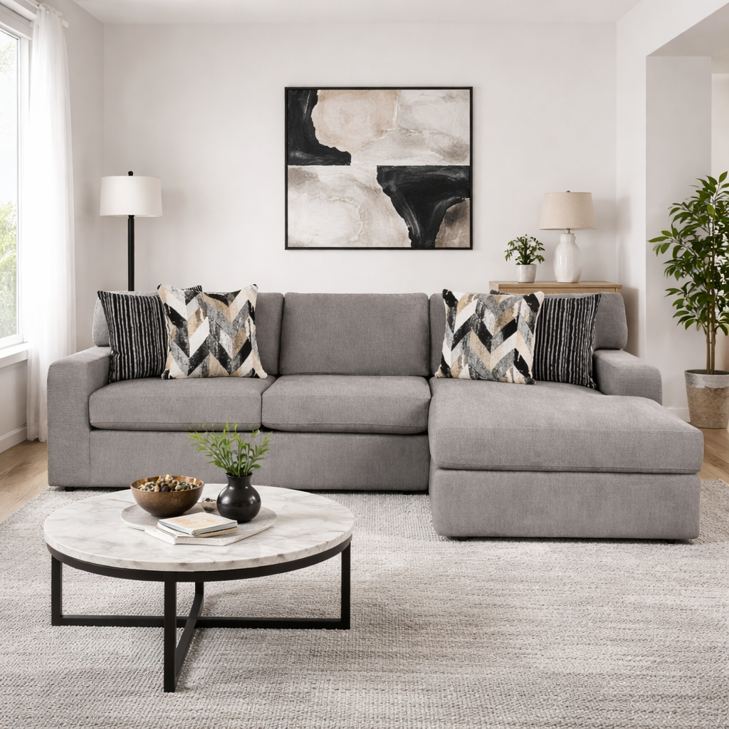Ellington Sectional with Right Facing Chaise in Gray