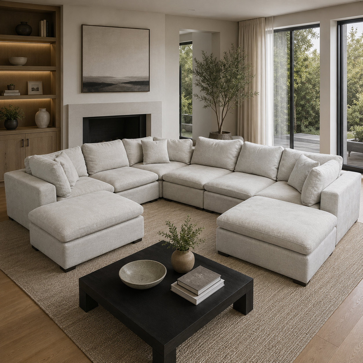 Modular 8 Pc Sectional Cloud Couch in Light Gray