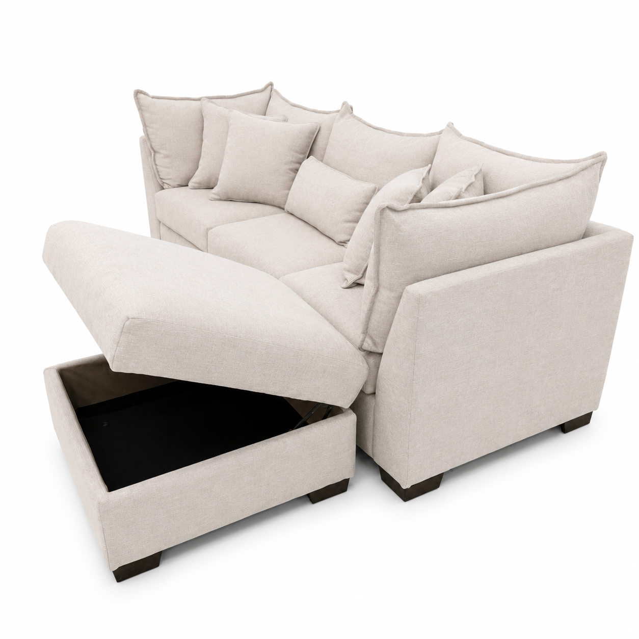 Alina 3 Pc Sofa with Storage Ottoman in Ivory
