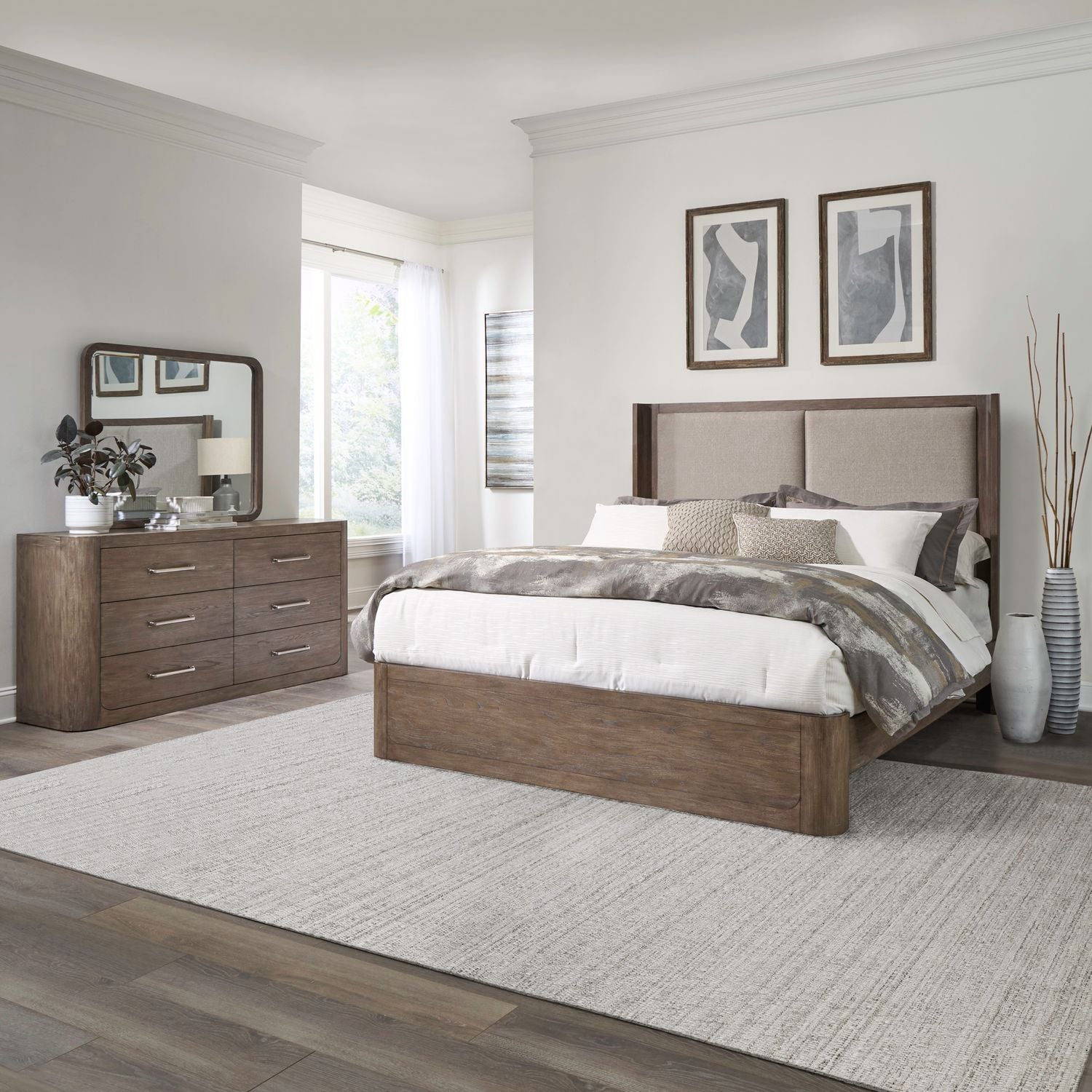 King Shelter Bed, Dresser & Mirror