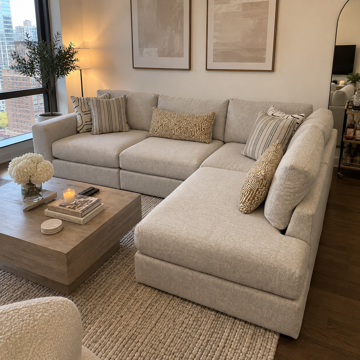 Mason Modular Sectional with RAF Bumper Chaise