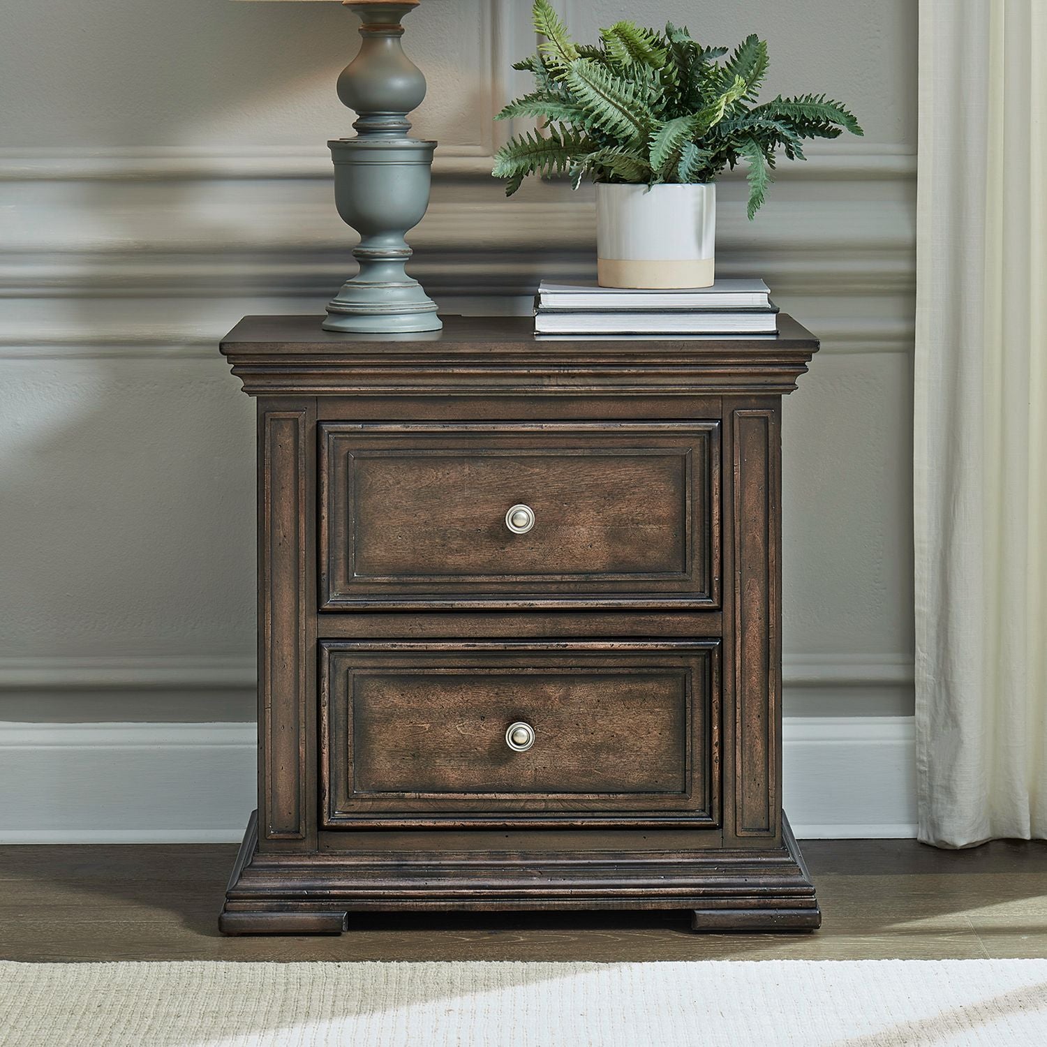 2 Drawer Night Stand w/ Charging Station