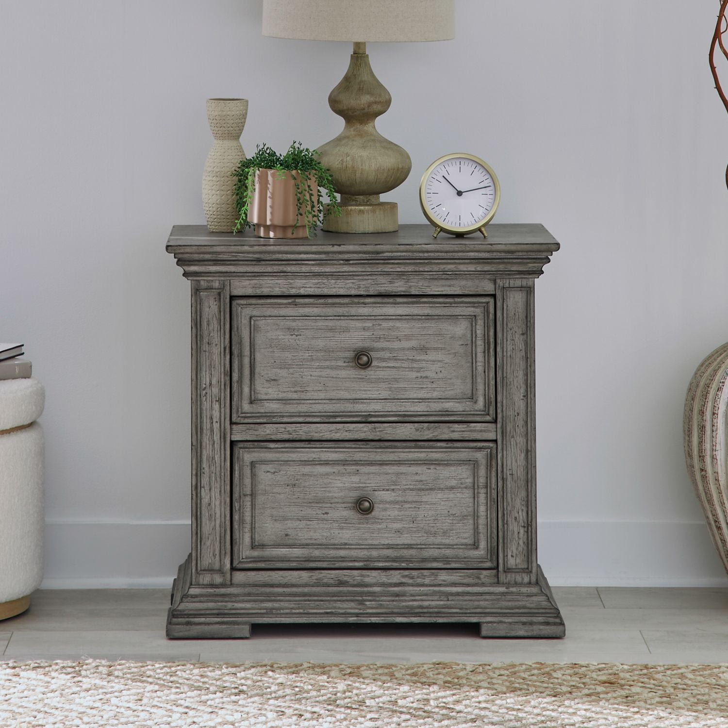 2 Drawer Night Stand w/ Charging Station