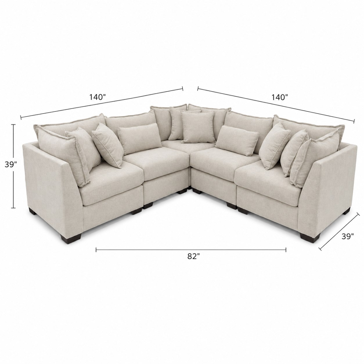 Alina 5 Pc Corner Sectional In Ivory