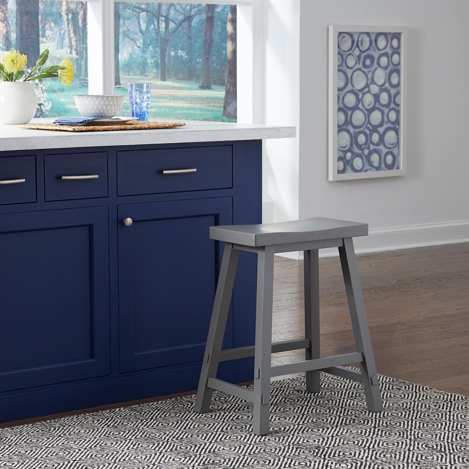 24 Inch Sawhorse Counter Stool- Gray