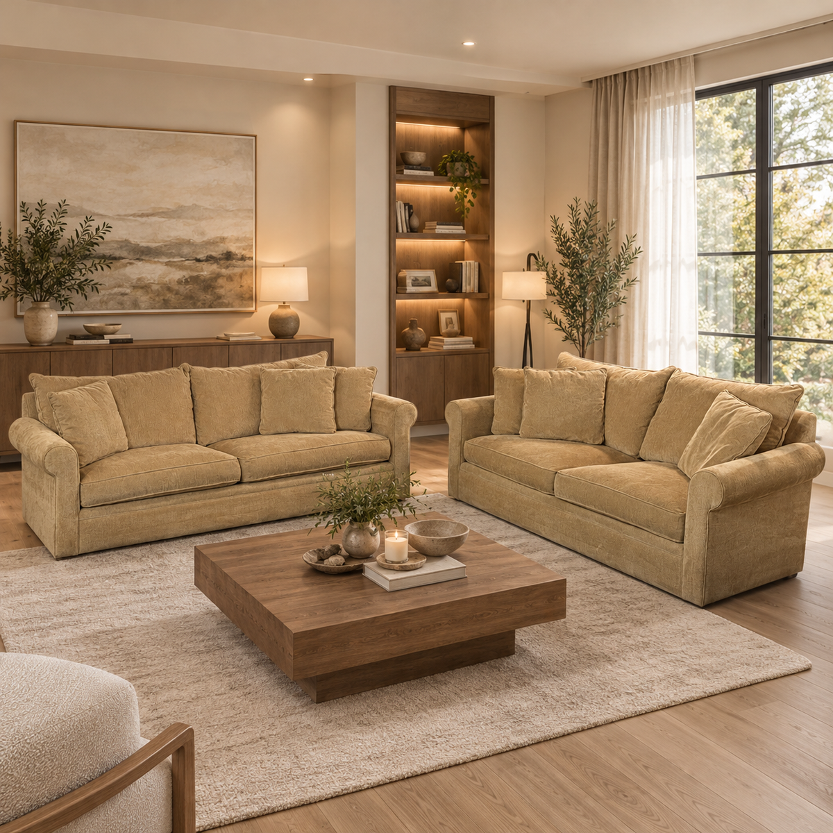 Room & Board Tan Sofa and Loveseat Set