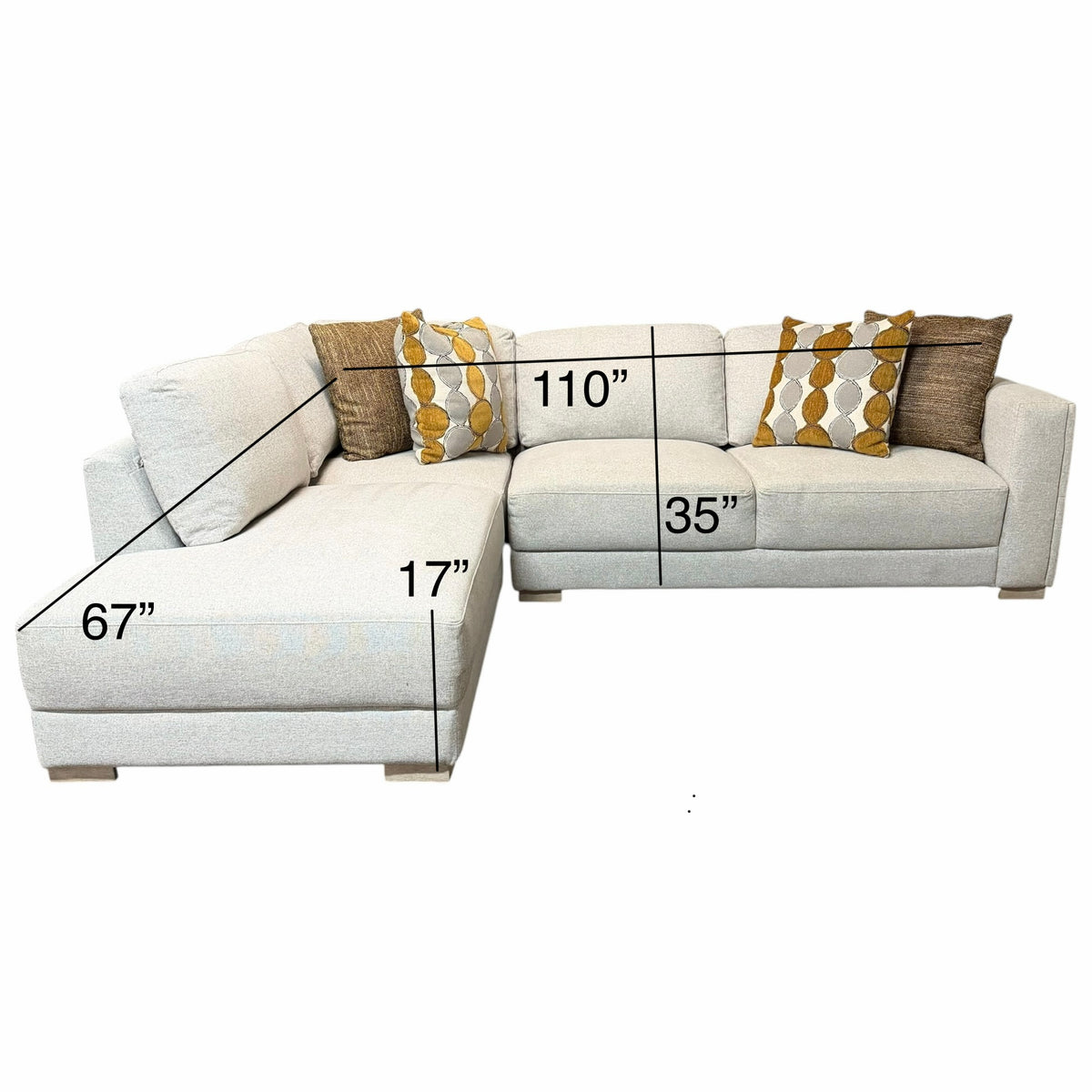 Light Gray LAF Bumper Chaise Sectional