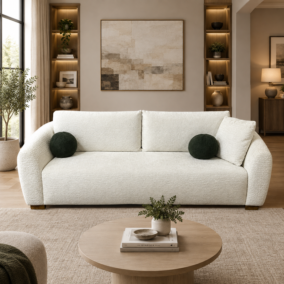 Ivory Boucle Sofa