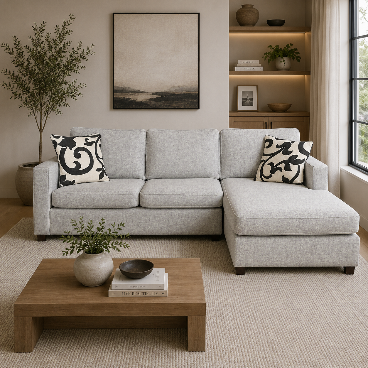 West Elm Sectional with RAF Chaise in Gray