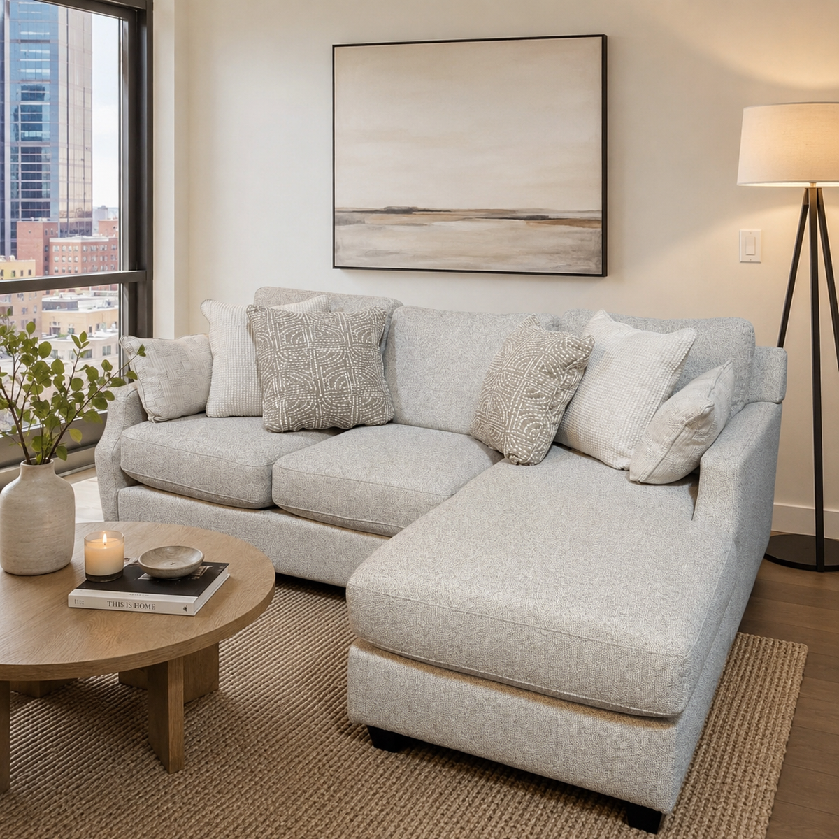 Pier Sectional with RAF Chaise in Gray