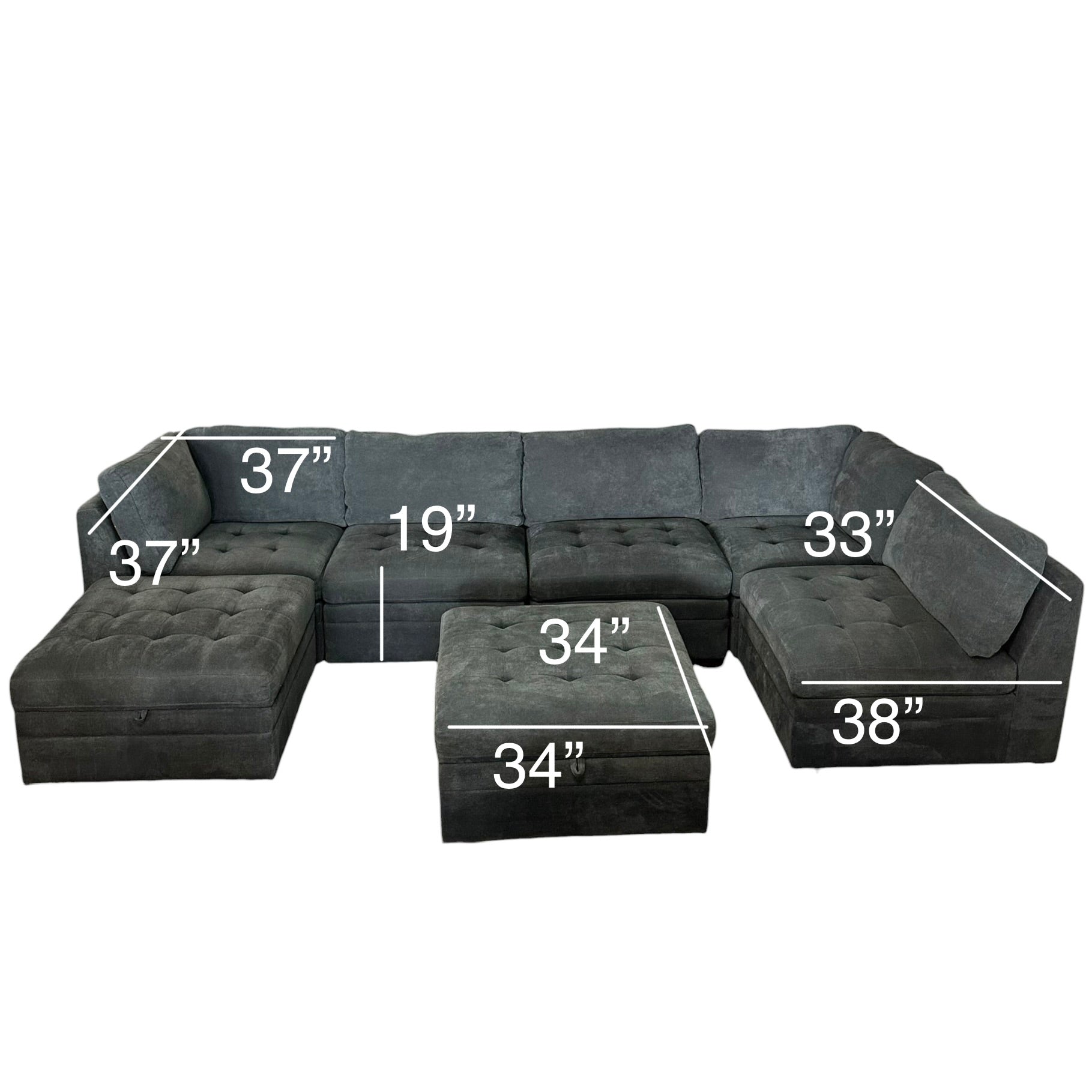 Modular 7 Piece Sectional with Two Ottomans