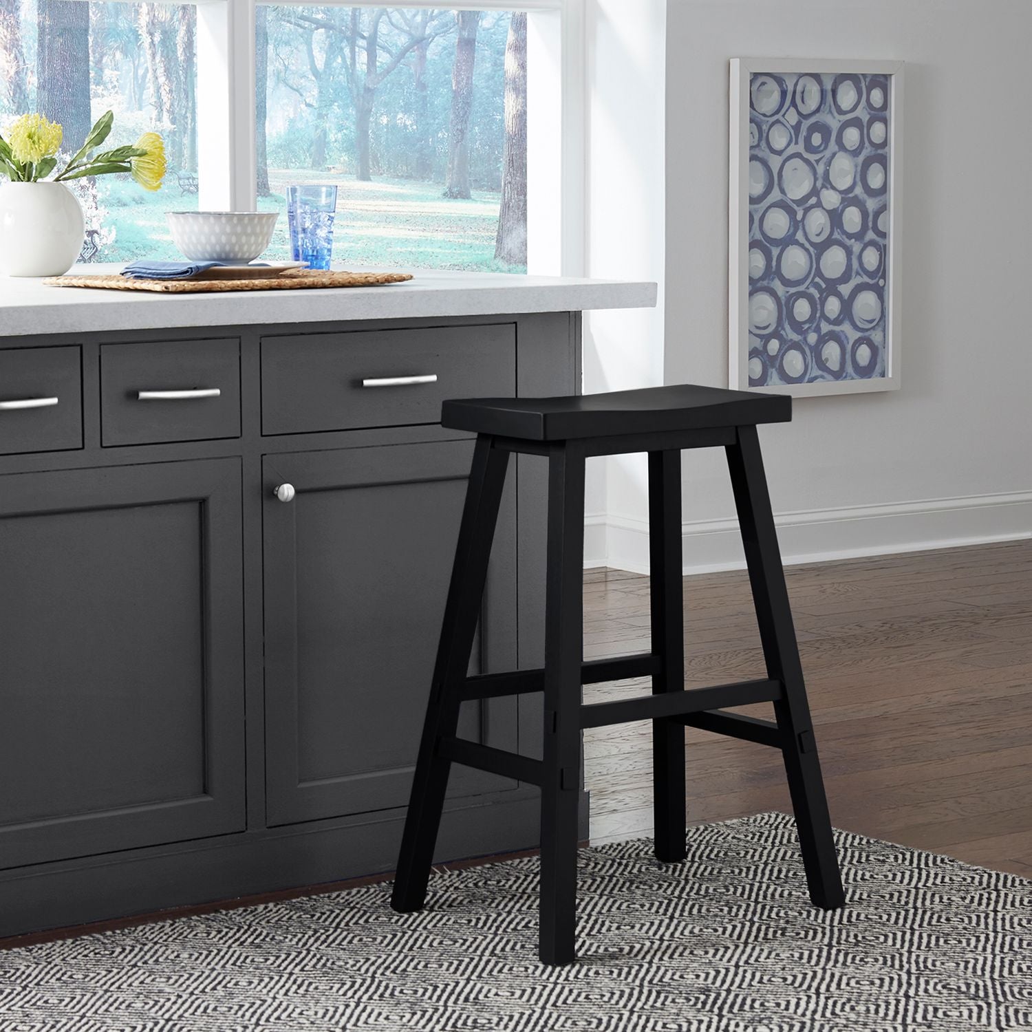 30 Inch Sawhorse Barstool - Black (RTA)