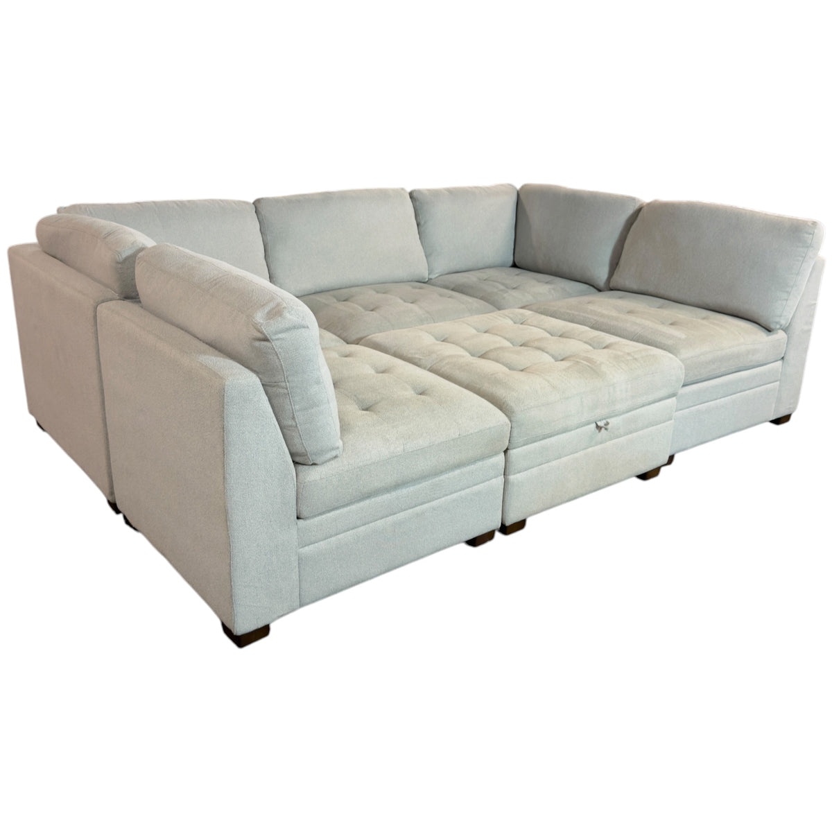 Tufted Modular 6 Pc Sectional with Storage Ottoman