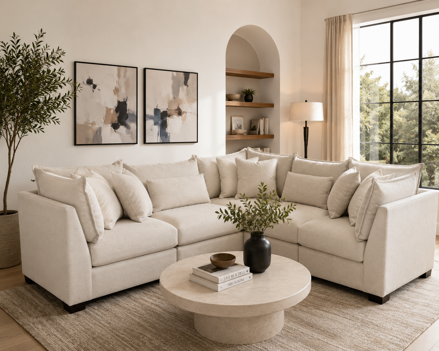 Alina 5 Pc Corner Sectional In Ivory
