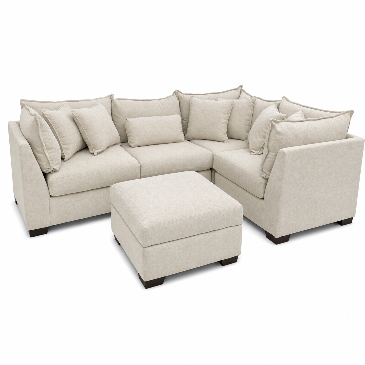 Alina 5 Pc Corner Sectional with Storage Ottoman in Ivory
