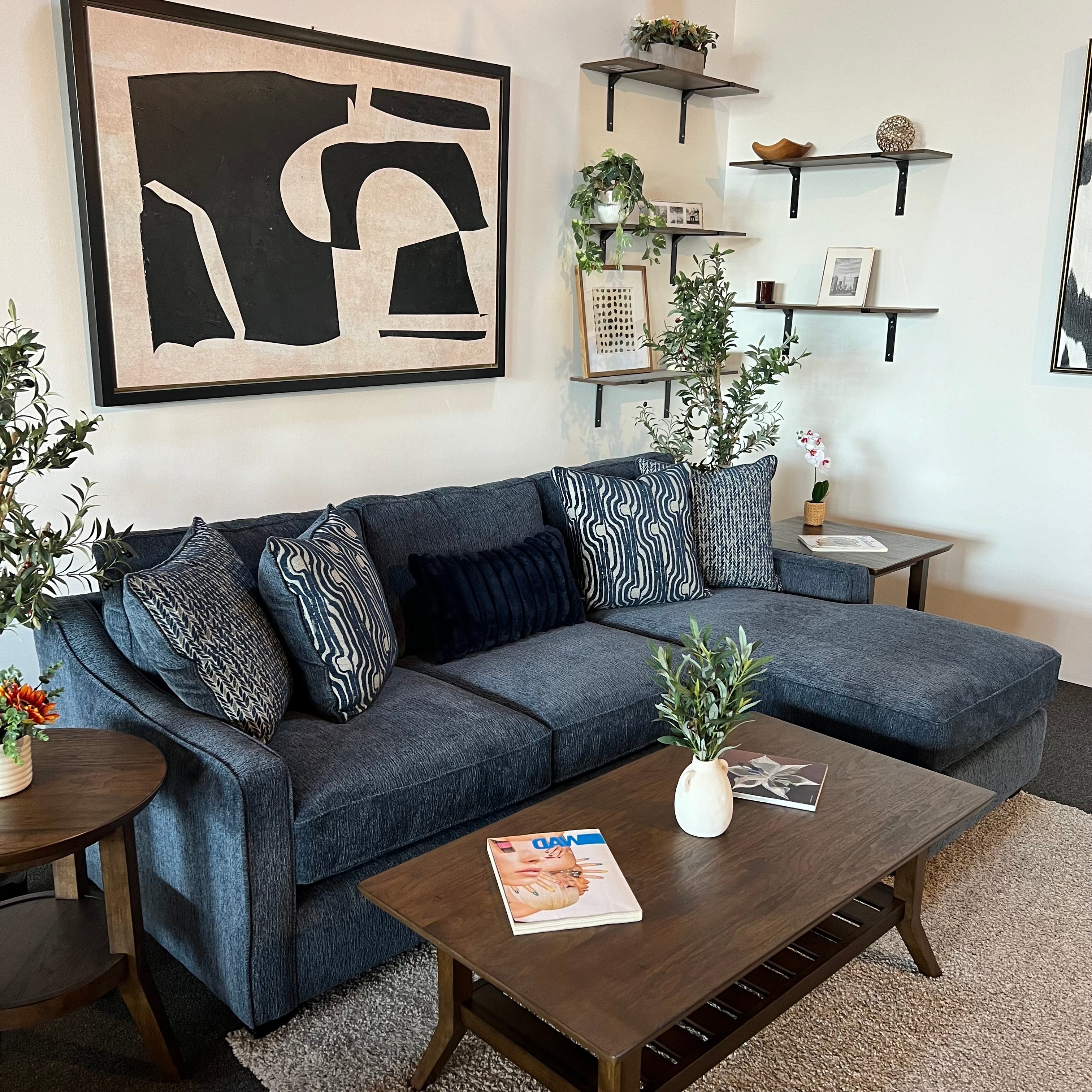 Michigan Sectional Sofa With Reversible Chaise in Blue