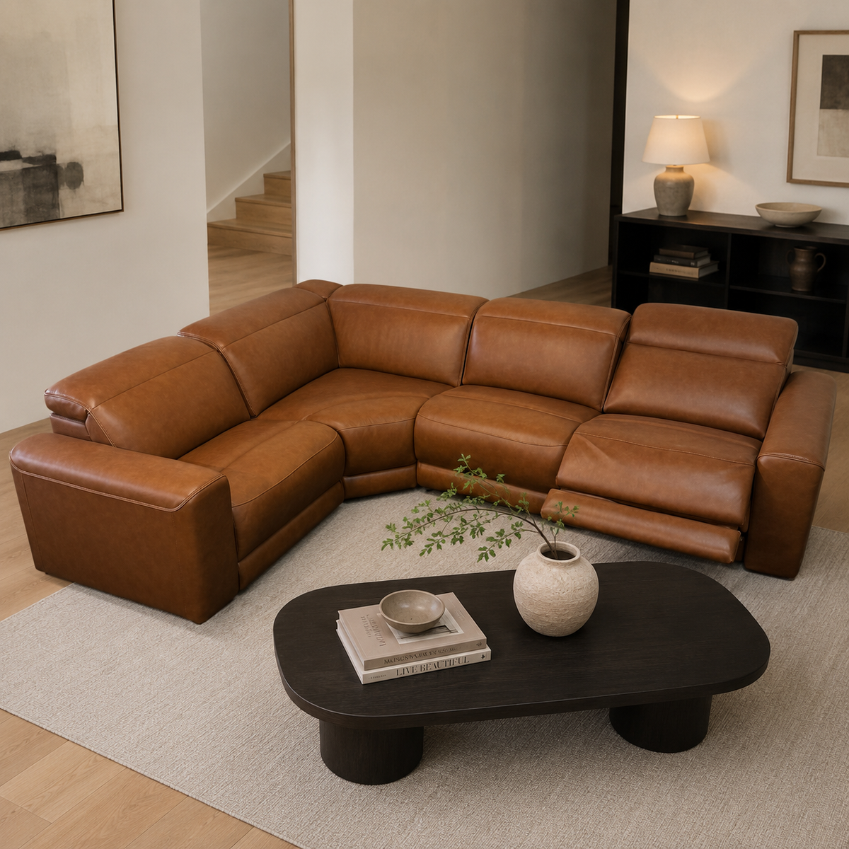 Romy Electric Recliner Modular Sectional in Leather