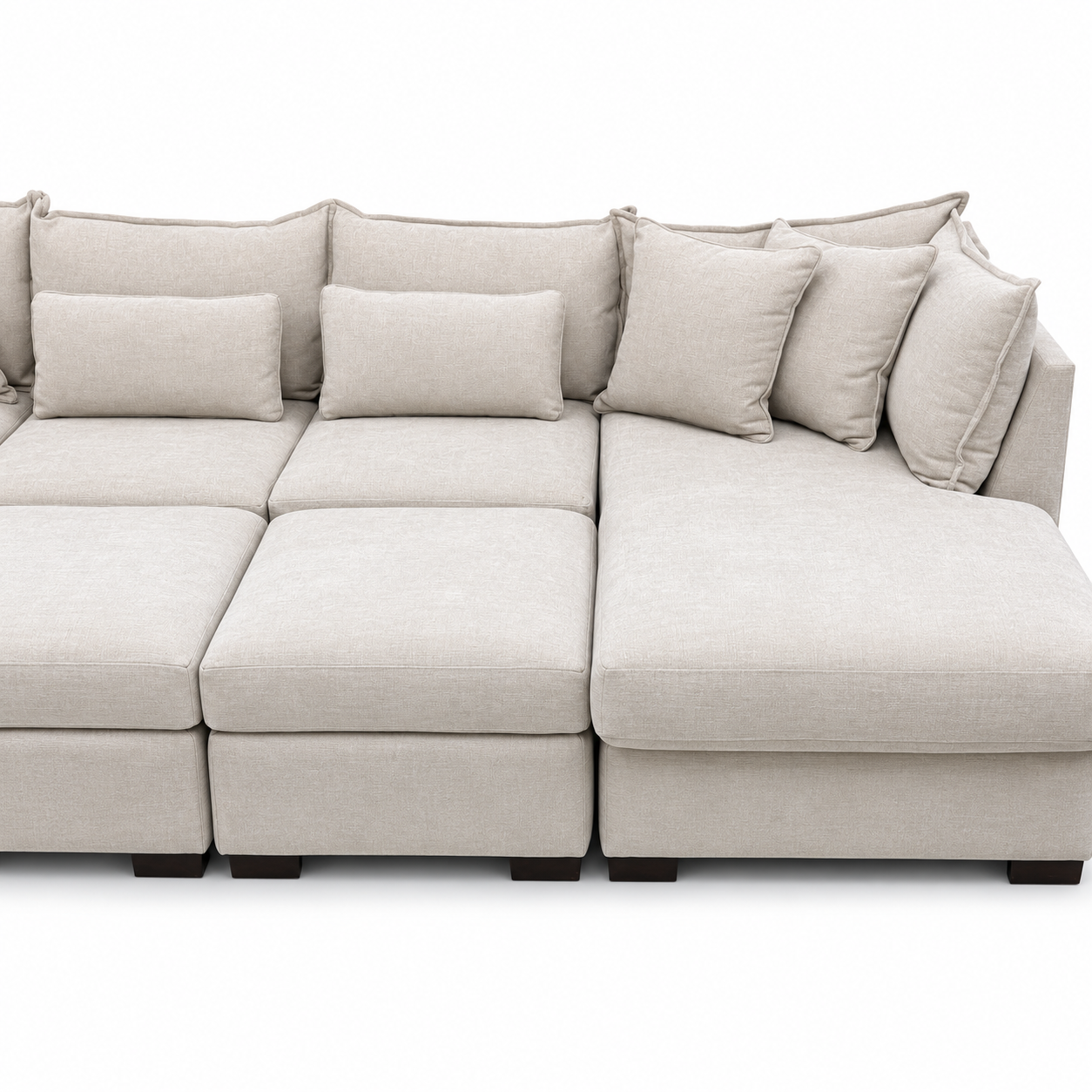 Alina 6 Pc Right Chaise U Shape Sectional with Double Storage Ottoman