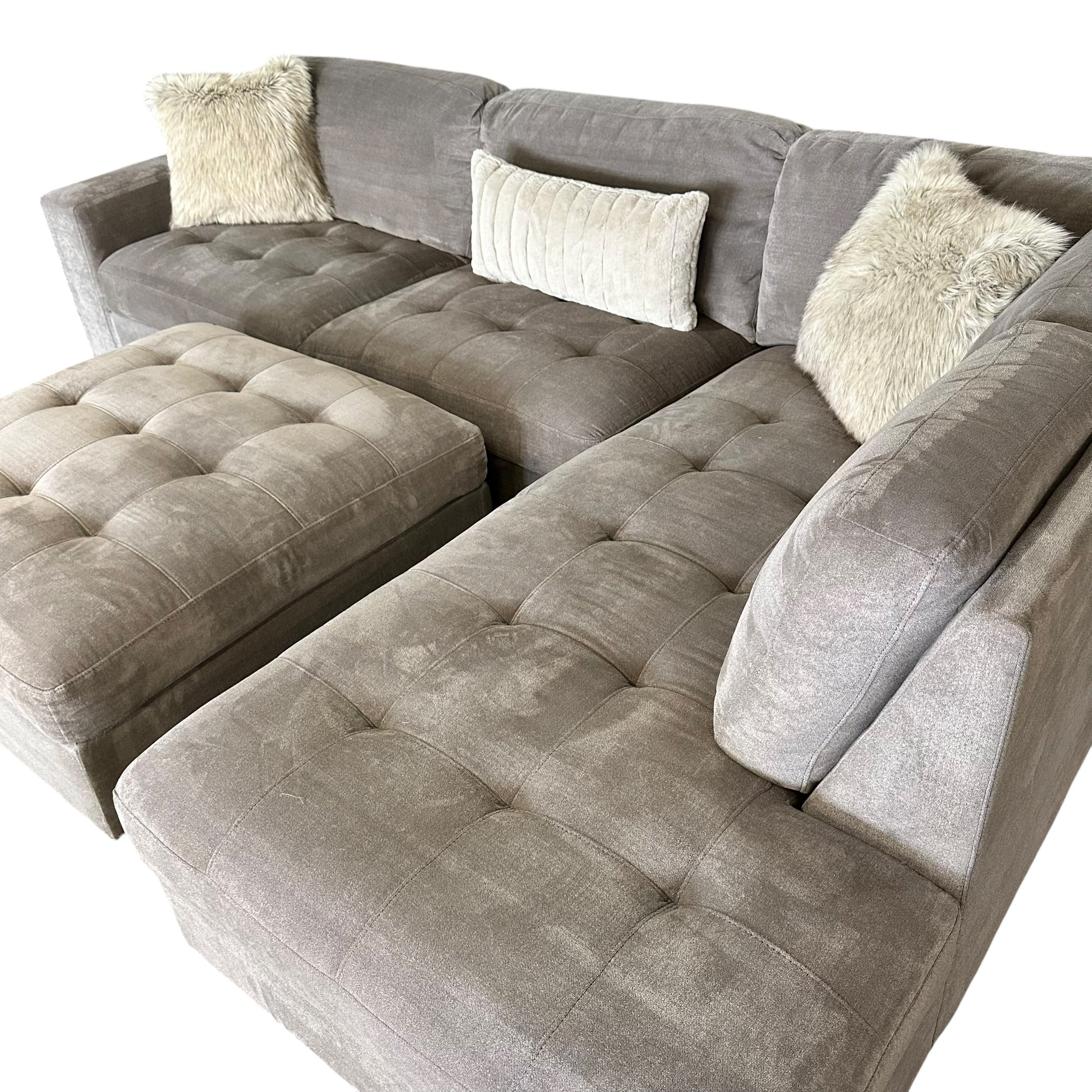 Thomasville Gray Sectional with Right Bumper Chaise and Ottoman