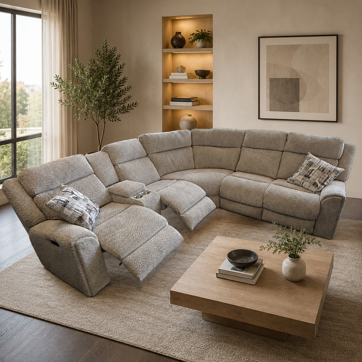 Keegan Electric Reclining Sectional in Gray