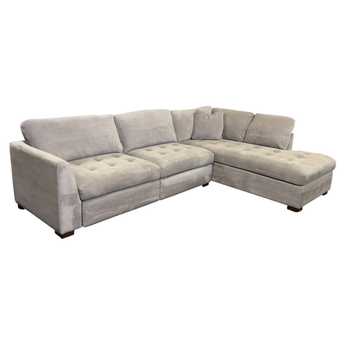 Refurbished Right Arm Facing Bumper Chaise Sectional with Electric Footrest Recliners