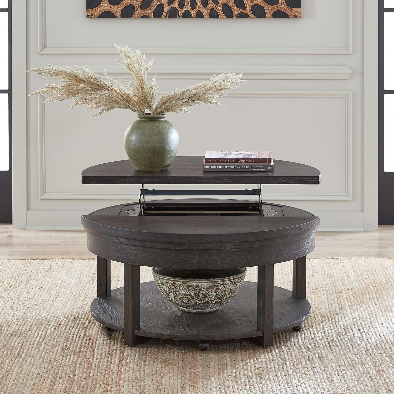 Weston - Round Lift Top Cocktail Table - Peppercorn
