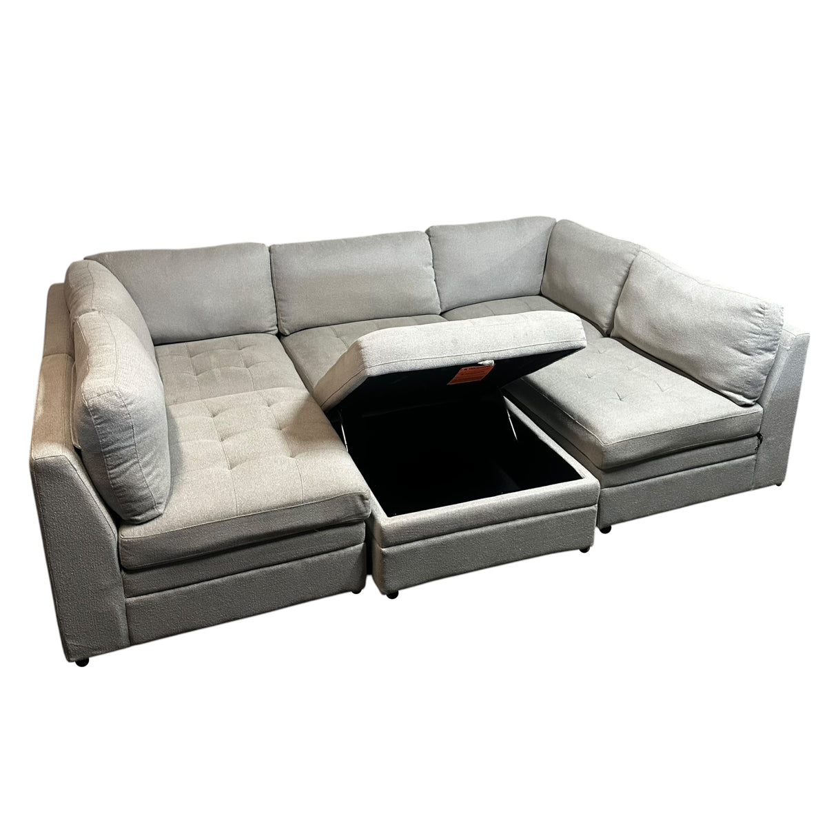 Modular 6 Pc Tufted Sectional in Gray