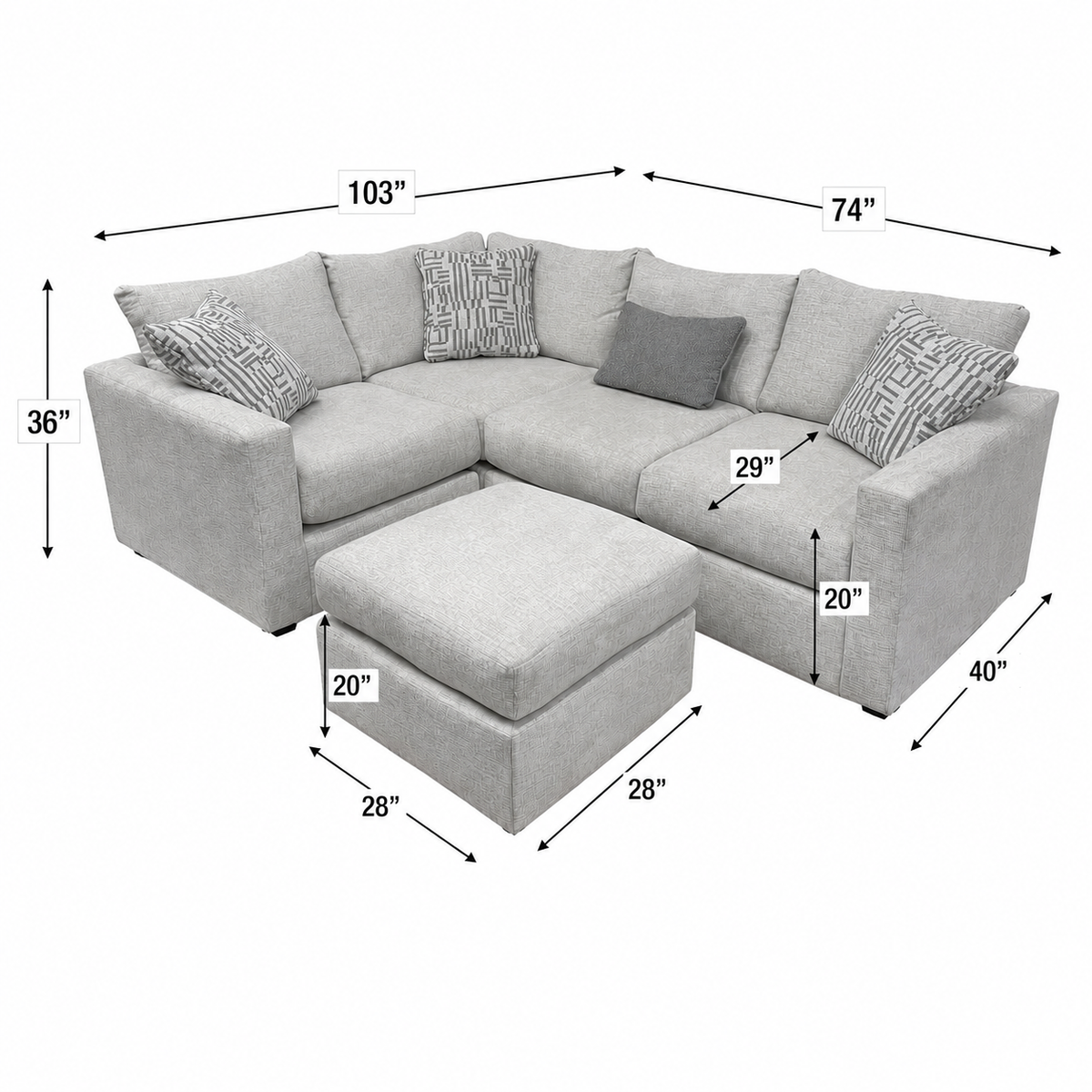 Parker 4 Pc Sectional with Ottoman