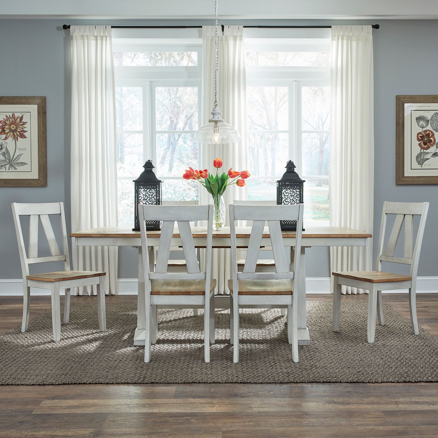 7 Piece Trestle Table Set